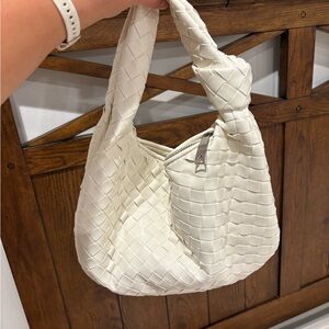 Bottega Veneta Cream Woven Shoulder Bag